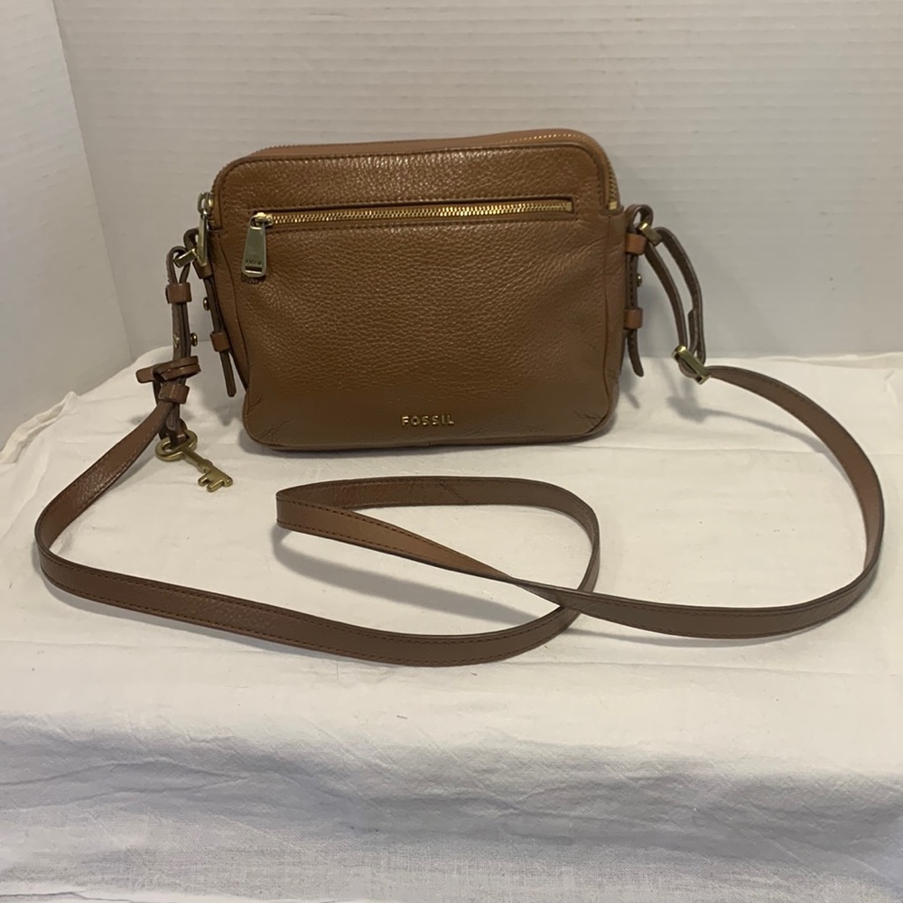 Fossil Piper Toaster Crossbody Bag Cognac Leather